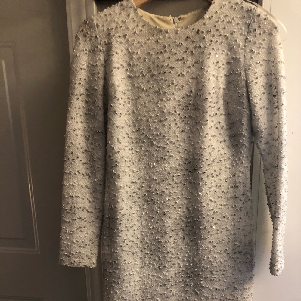 White long sleeve mini dress with sparkle
